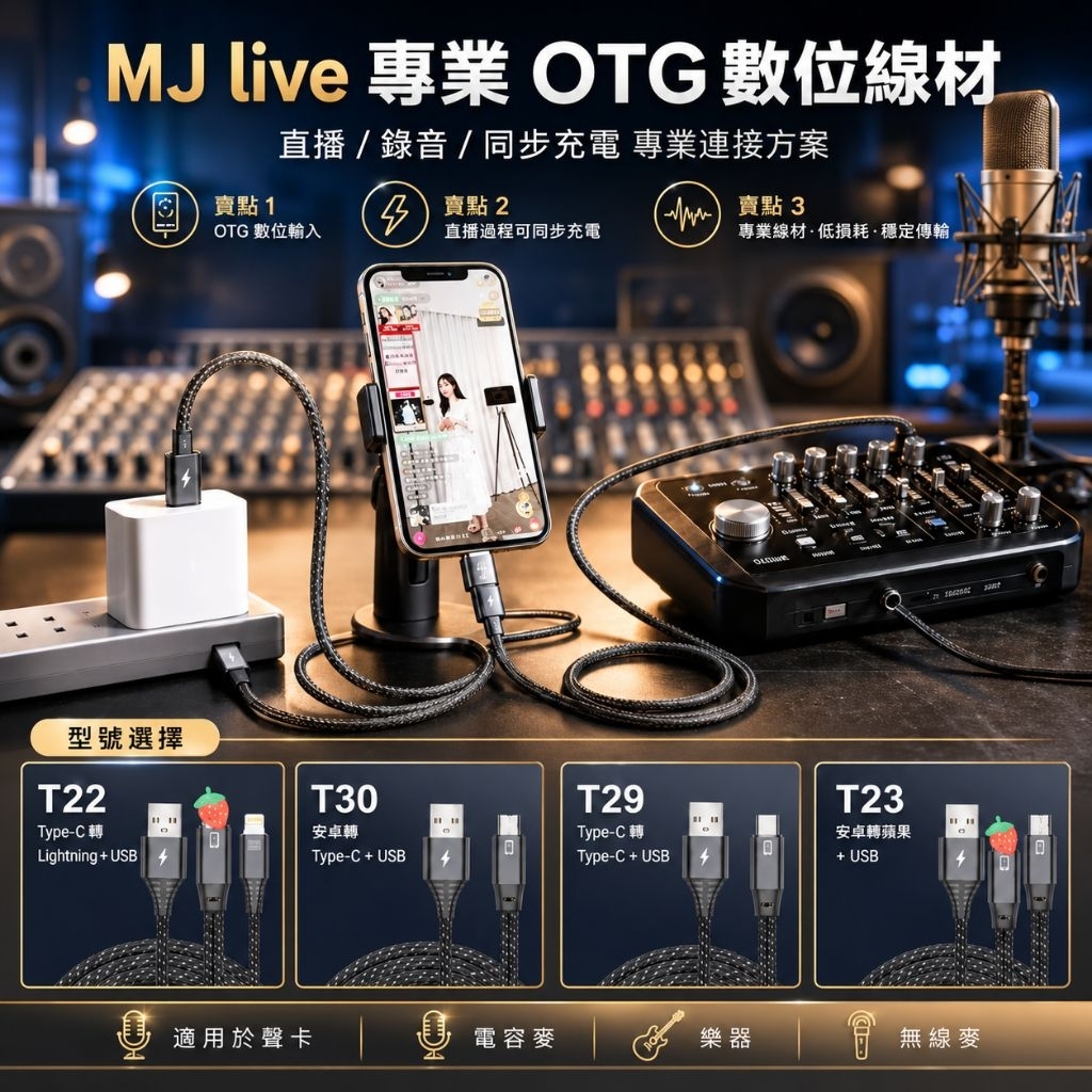 聲卡 OTG 數位直播線|Apple/Android